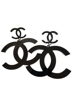 Streetwear CC Fashion Black Dangle Earrings